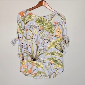 Ann Taylor Tropical Print Blouse - Green and Orange